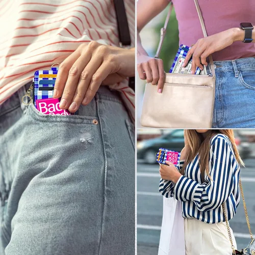 Miniatura 5 de Portafolios delgado Portafolios para tarjetas de crédito, Portafolios RFID para mujer Linda pequeña cartera de bolsillo frontal con cremallera