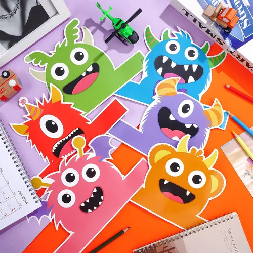 Miniatura 7 de Aoriher 12 sombreros de papel de monstruo para fiestas, diademas con temática de monstruos, suministros de fiesta de cumpleaños, regalos de baby