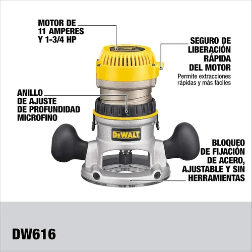 Miniatura 2 de Rebajadora de base fija de 1 3/4 DEWALT DW616