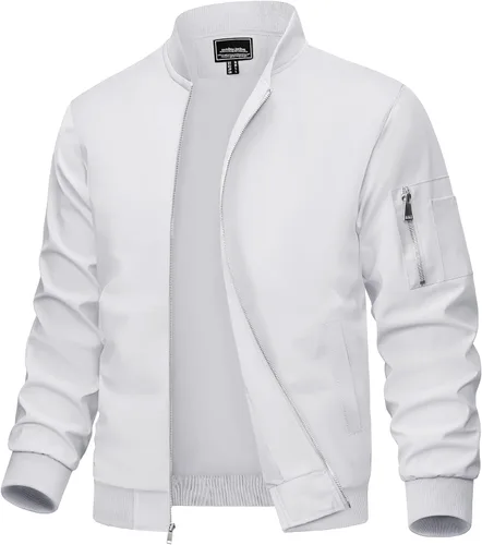 Miniatura 18 de MAGCOMSEN Chaqueta para hombre, ligera, cortavientos, chaqueta bomber resistente al viento, chaqueta casual con cremallera, abrigos ropa exterior