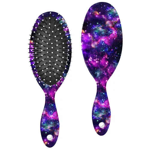 Miniatura 7 de WIRESTER Cepillo desenredante para todo tipo de cabello, cepillo de pelo para niñas y mujeres, adecuado para cabello húmedo y seco, brillo dorado