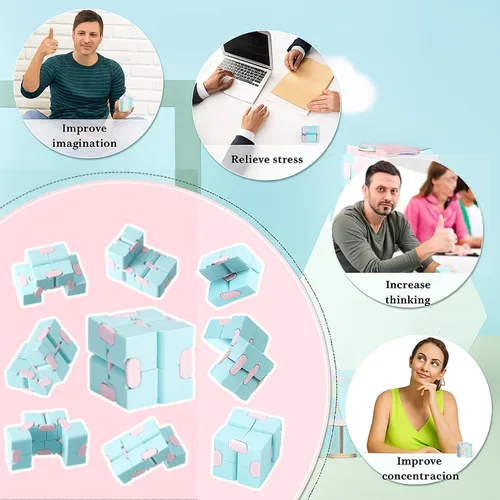 Miniatura 3 de Skylety Cubo de juguete para aliviar la ansiedad, de mano, mágico y sensorial, para adultos, para aliviar el estrés, recuerdos de fiesta de Navidad