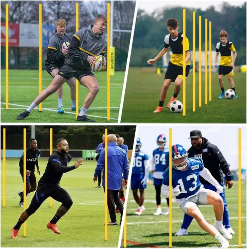 Miniatura 6 de Equipo de entrenamiento de bastones de agilidad: incluye 6 postes de agilidad, 6 obstáculos de salto, escalera de agilidad, 12 conos de fútbol, 1