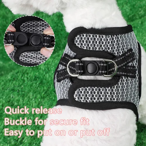 Miniatura 5 de Arnés para perros – Chaleco transpirable para cachorros para perros pequeños, arnés de malla para gatos (negro, S)