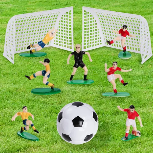 Miniatura 6 de Pistha 18 piezas de decoración de pastel de fútbol, decoración de balones de fútbol, figura de jugador de fútbol para fiesta de cumpleaños, fiesta