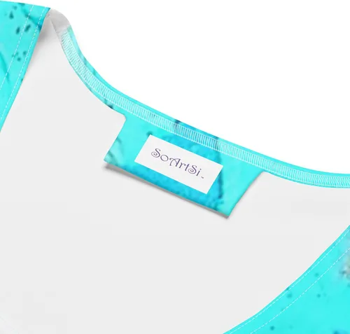Miniatura 3 de Vestido ajustado elástico azul playero para mujer, 82% poliéster, 18% elastano, fabricado en los Estados Unidos