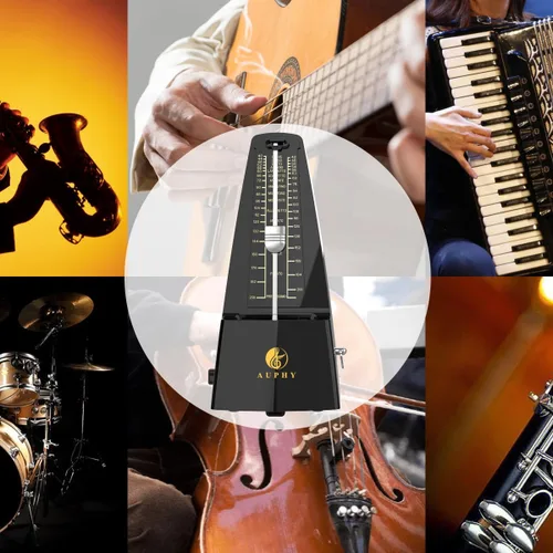 Miniatura 5 de Metrónomo mecánico con campana de acento, forma clásica, ritmo preciso, múltiples modos de ritmo, adecuado para piano, guitarra, batería, violín