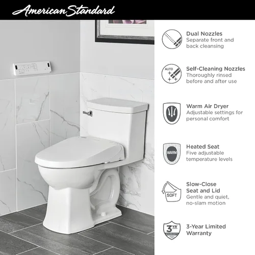 Miniatura 7 de American Standard 8018A60GRC-020 Advanced Clean 3.0 SpaLet Asiento eléctrico para bidé, alargado, color blanco