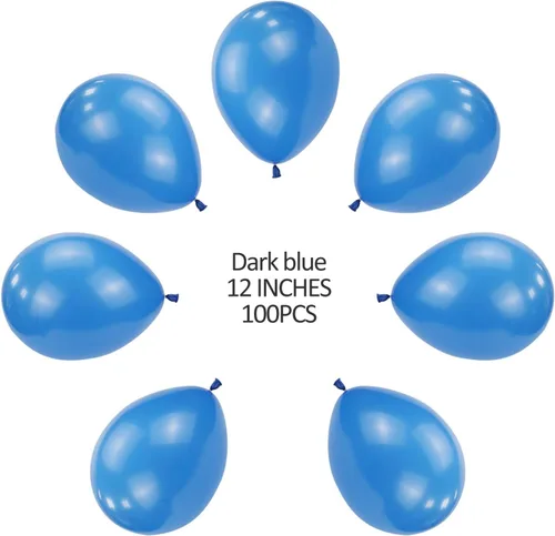 Miniatura 2 de 100 globos de látex azul de 12 pulgadas, grandes, gruesos, grandes, redondos, biodegradables, a granel, helio, gas o aire, inflados para cumpleaños