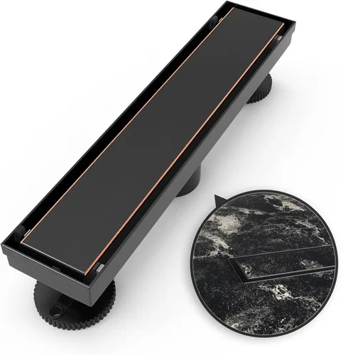 Miniatura 15 de WEBANG Drenaje de ducha lineal de 12 pulgadas, desagüe de piso rectangular con accesorios, cubierta reversible 2-en-1, rejilla de inserción