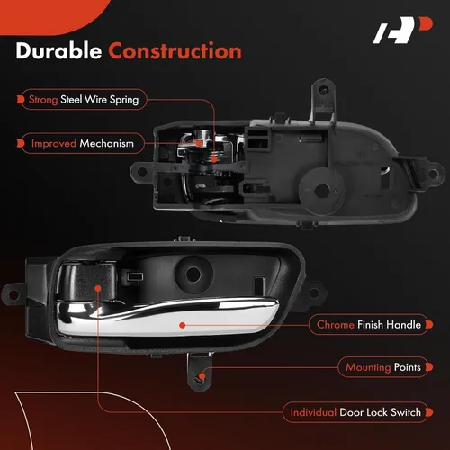 Miniatura 5 de A-Premium Manija de puerta interior delantera o trasera izquierda del conductor compatible con Nissan Altima 2013-2018, Pathfinder, Armada, Maxima