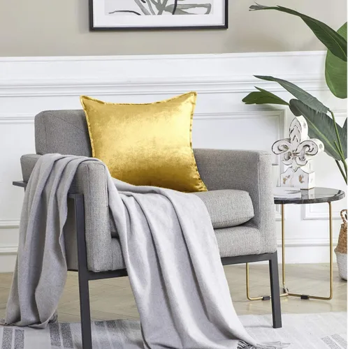 Miniatura 6 de GIGIZAZA - Fundas decorativas de terciopelo dorado para cojín, diseño cuadrado, 18 x 18 pulgadas, para sillón, sofá, paquete de 2