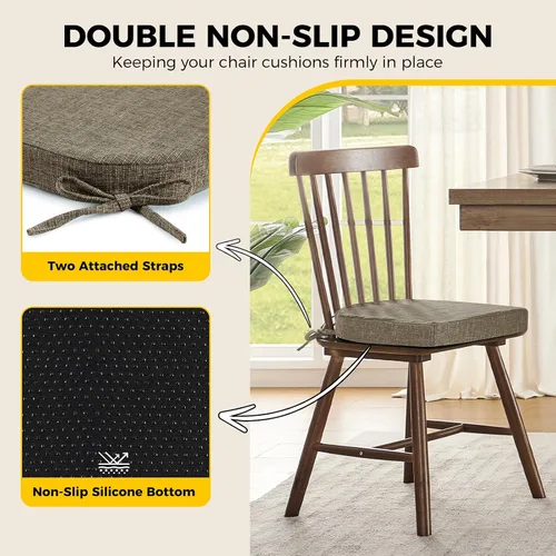Miniatura 4 de downluxe Cojines para sillas de interior para sillas de comedor, almohadillas de espuma texturizadas suaves y cómodas para sillas de cocina con Caqui