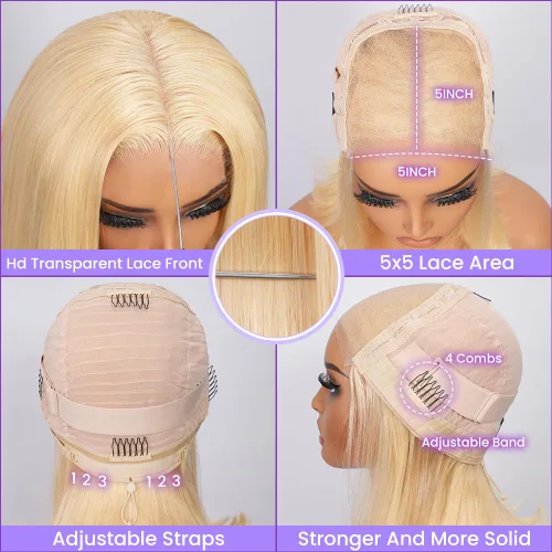 Miniatura 3 de UTIDE Bob Wig Human Hair Straight 5X5 Lace Front Wig Human Hair 150% Density Short Straight Frontal Bob Wig 5x5 HD Transparent Lace Frontal Wig Pre