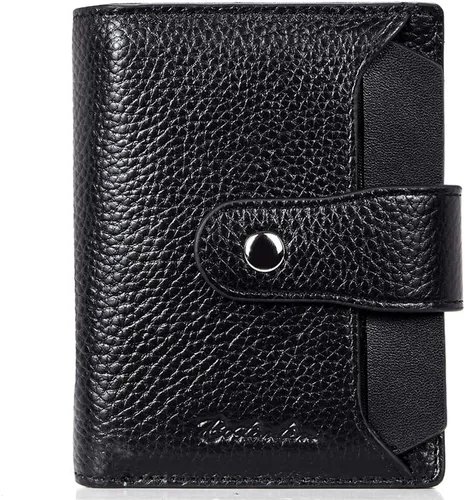 Miniatura 32 de BOSTANTEN Cartera de piel para mujer, con bloqueo RFID, pequeña, plegable, con bolsillo con cremallera, tarjetero, con ventana de identificación