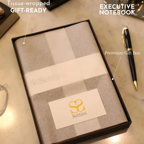 Miniatura 5 de SETTINI Cuaderno de diario para escribir, cuaderno de tapa dura de cuero vegano – Bucle para bolígrafo, bolsillos traseros y diseño plano, 120 GSM
