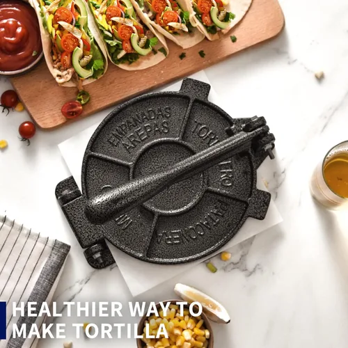 Miniatura 2 de Prensa de tortillas ARC de 20 cm, de hierro fundido, incluye 100 piezas de papel pergamino, tortillera resistente, pataconera, prensa para tortillas