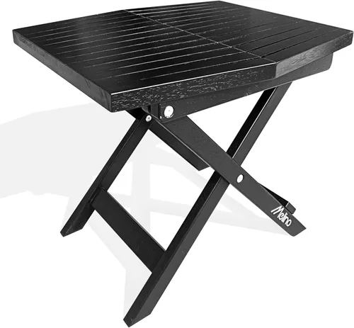 Melino Mesa auxiliar plegable de madera para exteriores, con certificación FSC, acacia resistente a la intemperie, mesa pequeña plegable de madera