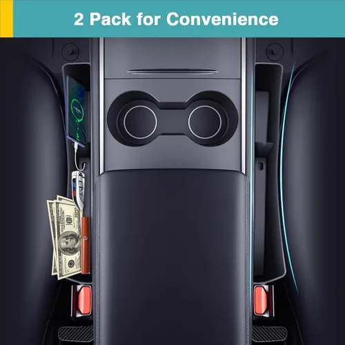 Miniatura 6 de Organizador Relleno de Espacio de Asiento de Coche, Paquete de 2 Organizador de Asiento Delantero - Ajuste Universal para SUV, Camioneta, Caja