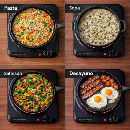 Miniatura 4 de OVENTE Quemador individual infrarrojo para encimera, placa eléctrica de 1000 W con placa de cocina de vidrio cerámico de 7 pulgadas, ajuste