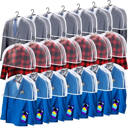 Miniatura 8 de Chumia Paquete de 50 fundas de hombro para ropa en el armario, fundas transparentes para colgar en trajes, chaquetas, camisas, protector organizador