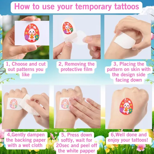 Miniatura 9 de 160 calcomanías de tatuajes temporales para el día de Pascua, regalos de fiesta de primavera, suministros de fiesta, decoración de vacaciones
