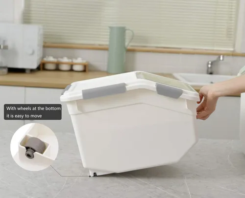 Miniatura 3 de LISM Paquete de 2 recipientes de almacenamiento de alimentos para perros con cuchara, contenedor hermético grande para alimentos para perros