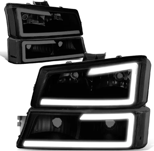 Miniatura 10 de Juego de faros delanteros y defensa DNA MOTORING HL-LB-CSIL03-SM-CL1 con lentes ahumados 3D LED DRL compatible con 03-06 Silverado 1500-3500
