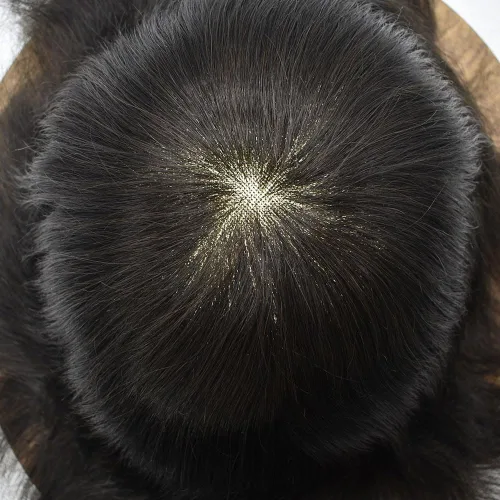 Miniatura 9 de Toupee For Men Real Human Hair System For Men Toupee Black Fine Mono Mens Toupee Brown Hairpiece For Men Lace Front Hair Pieces For Men Protesis