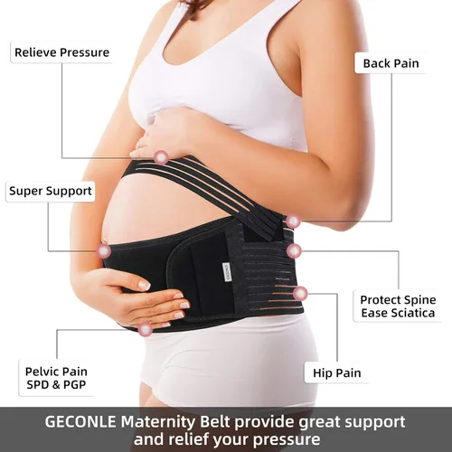 Miniatura 2 de GECONLE Cinturón de maternidad Cinturón de apoyo para embarazo, banda suave y transpirable, cinturón de apoyo abdominal para aliviar el dolor