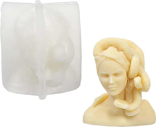 Miniatura 7 de Grainrain Moldes de velas de figuras, moldes de pilar – Gorgon Medusa – Moldes de silicona de fundición de resina para decoración del hogar