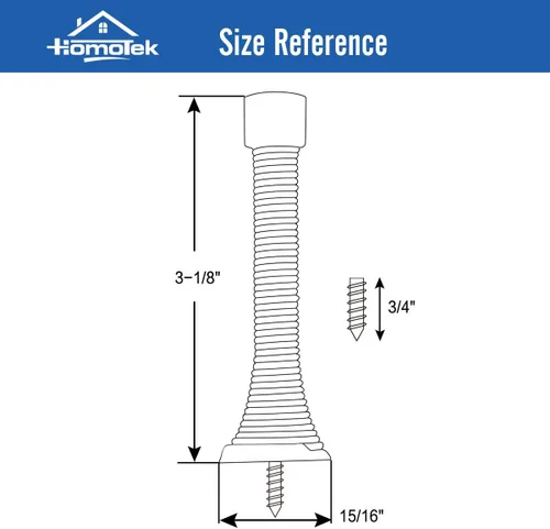 Miniatura 5 de HOMOTEK Paquete de 30 topes de puerta de resorte con parachoques de goma níquel satinado de 3-1/8 pulgadas, resorte flexible resistente, tope