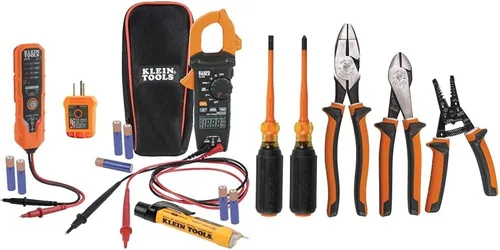 Klein Tools Kit de prueba eléctrica con medidor de abrazadera, juego de alicates aislados y más