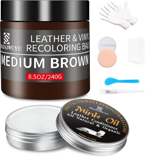 Miniatura 8 de Bálsamo restaurador de color para cuero, 8.5 onzas, kit reparador para muebles e interiores de autos, pintura para cuero ideal para arañazos, cuero