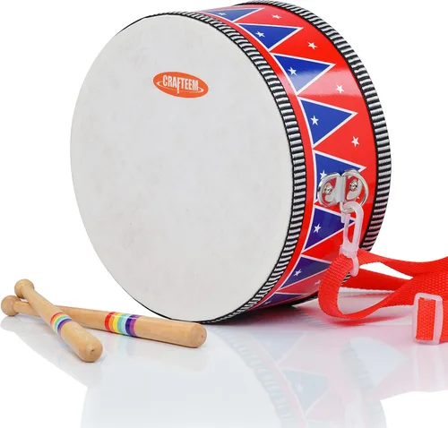 CRAFTEEM Juego para niños pequeños – Juguete musical para bebé con campanas de muñeca, baquetas y divertido instrumento de batería para niños y