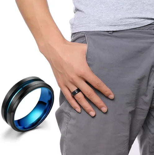 Miniatura 6 de Ronglry 4 anillos giratorios de acero inoxidable de titanio para mujeres y hombres, anillos negros para el estrés y la ansiedad para anillos