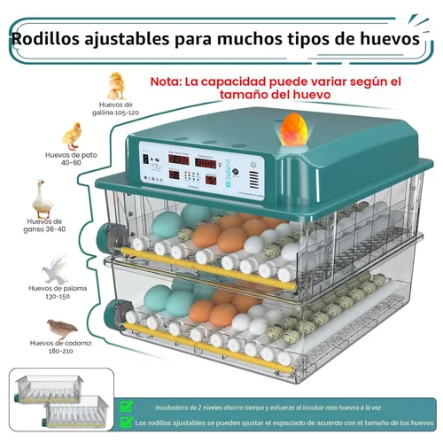 Miniatura 8 de Incubadoras para incubar huevos 120, incubadora de huevos de gallina con giro automático de huevos y pantalla de humedad, control de temperatura