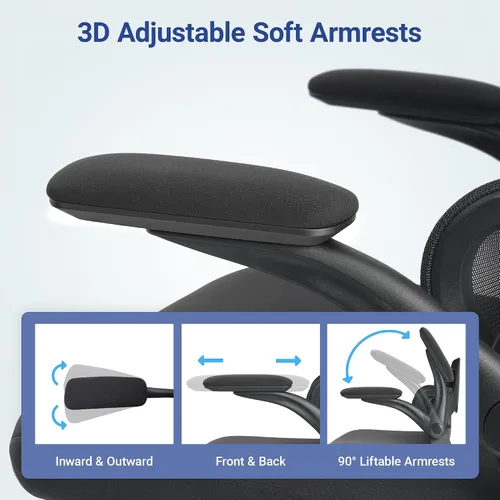 Miniatura 6 de HYLONE Silla de oficina ergonómica con asiento y respaldo de malla completa, silla de escritorio de malla con respaldo alto con base de aluminio