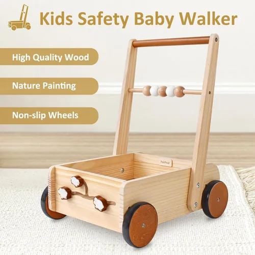 Miniatura 4 de PairPear Juguetes de Paseo de Madera para Bebés, Andadores de Madera con Velocidad Ajustable para Bebés Aprendiendo a Caminar, Juguetes de Empujar