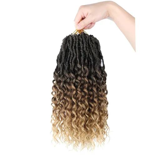 Extensiones de cabello de rizos profundos de 14 pulgadas, 8 paquetes, Rizos tejidos en crochet suaves con puntas rizadas, Rizos de diosa tejidos en