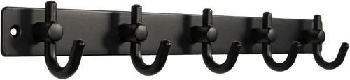 Miniatura 2 de FantasHome - Perchero de metal montado en la pared de 15 pulgadas con 5 ganchos, color negro
