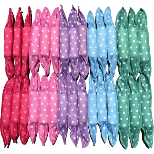 Miniatura 9 de 40 Rizadores de pelo suaves sin calor - Grandes rodillos de esponja de almohada para peinar durante la noche para peinado rizado Rojo rosa