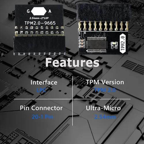 Miniatura 3 de Módulo de seguridad de cifrado TPM 2.0, procesador criptográfico independiente para, Win11