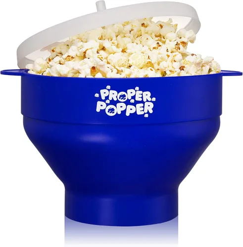 La original Proper Popper - Palomera de microondas para palomitas de maíz, fabricada en silicona, cuenco plegable sin BPA y apto para lavavajillas -