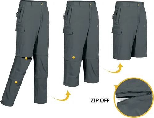 Miniatura 3 de Little Donkey Andy Pantalones convertibles elásticos para hombre, pantalones de senderismo de secado rápido con cremallera, protección UV, ligeros