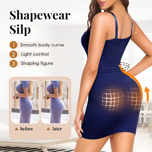 Miniatura 4 de NaTen Shapewear Full Slips Body Shaper Dress Slip Shapewear Tummy Control Under Dresses Seamless Spaghetti Strap party