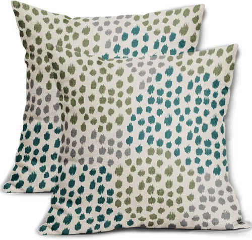 Miniatura 90 de Fundas de almohada marrón y blancas de 18 x 18 pulgadas, juego de 2 almohadas boho grises con lunares, fundas de almohada modernas estampadas