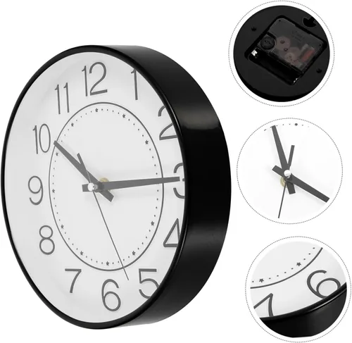 Miniatura 8 de IMIKEYA Reloj de pared silencioso Reloj de pared sin tictac Reloj de pared decorativo Reloj de pared de baño Reloj de enseñanza Reloj de enseñanza