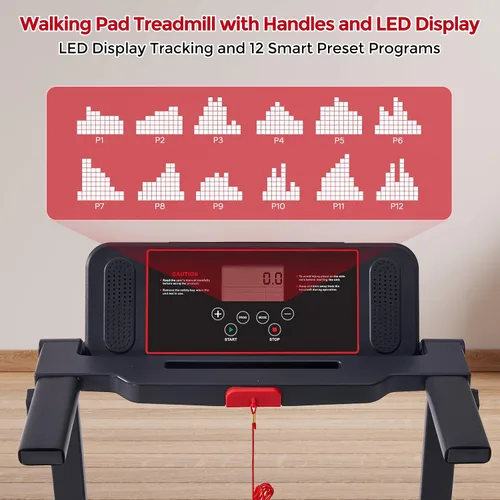 Miniatura 4 de MCRG Almohadilla para caminar con barra de asa, 3.5 HP eléctrica para correr caminadora con asas, 0.6-10.0 MPH caminadora pequeña portátil con barra