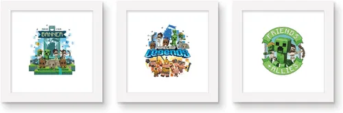 Miniatura 6 de Trends International Gallery Pops Minecraft: Legends - Paquete de arte de pared con texto en inglés "Raise Your Banner" (3 unidades)